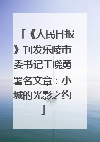 《人民日报》刊发乐陵市委书记王晓勇署名文章：小城的光影之约