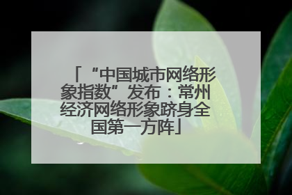 “中国城市网络形象指数”发布：常州经济网络形象跻身全国第一方阵
