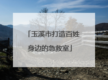 玉溪市打造百姓身边的急救室