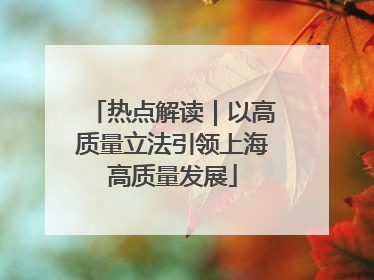 热点解读｜以高质量立法引领上海高质量发展