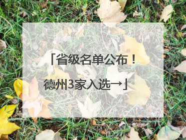 省级名单公布！德州3家入选→