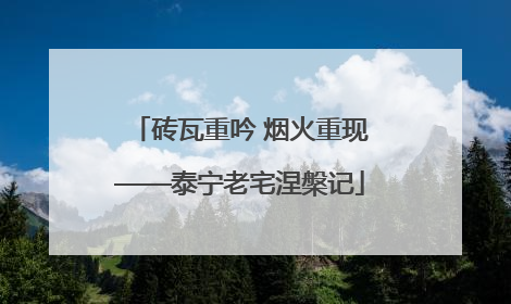 砖瓦重吟 烟火重现——泰宁老宅涅槃记