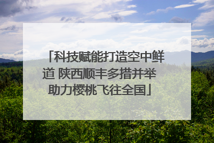 科技赋能打造空中鲜道 陕西顺丰多措并举助力樱桃飞往全国