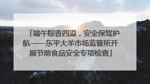 端午粽香四溢，安全保驾护航——东平大羊市场监管所开展节前食品安全专项检查