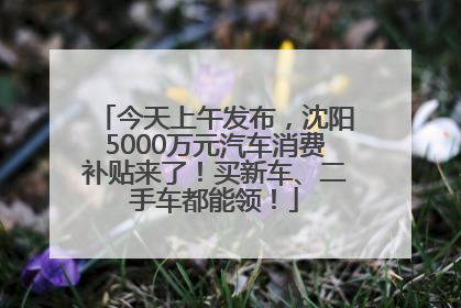 今天上午发布，沈阳5000万元汽车消费补贴来了！买新车、二手车都能领！