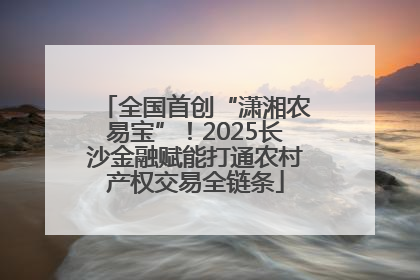 全国首创“潇湘农易宝”！2025长沙金融赋能打通农村产权交易全链条