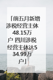 前五月新增涉税经营主体48.15万户 四川涉税经营主体达534.99万户