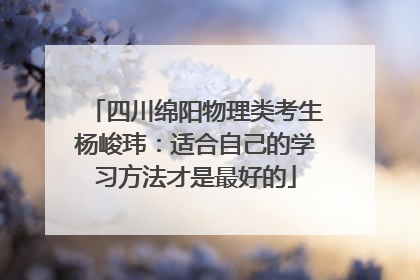 四川绵阳物理类考生杨峻玮：适合自己的学习方法才是最好的