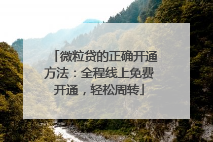 微粒贷的正确开通方法：全程线上免费开通，轻松周转