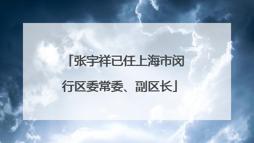 张宇祥已任上海市闵行区委常委、副区长