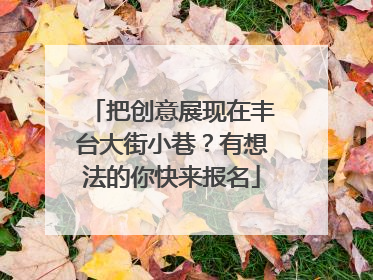 把创意展现在丰台大街小巷？有想法的你快来报名