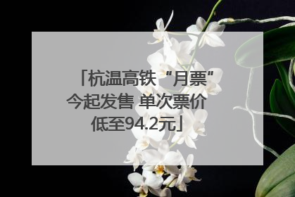 杭温高铁“月票”今起发售 单次票价低至94.2元