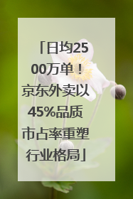 日均2500万单！京东外卖以45%品质市占率重塑行业格局