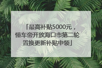最高补贴5000元，懂车帝开放海口市第二轮置换更新补贴申领