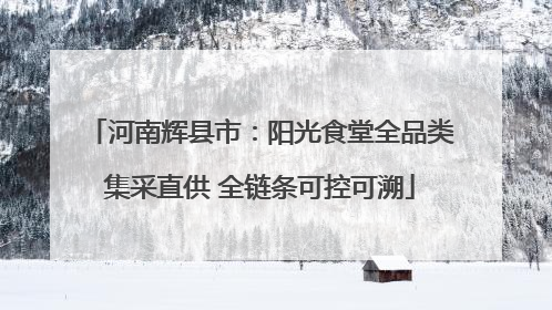 河南辉县市：阳光食堂全品类集采直供 全链条可控可溯