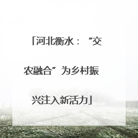 河北衡水：“交农融合”为乡村振兴注入新活力
