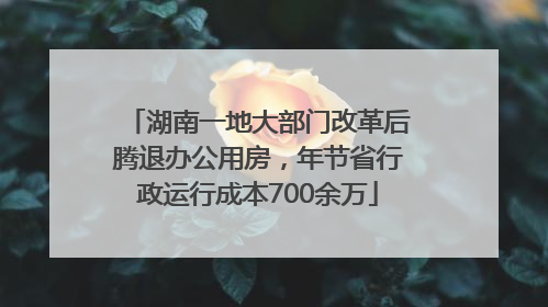 湖南一地大部门改革后腾退办公用房，年节省行政运行成本700余万