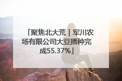 聚焦北大荒｜军川农场有限公司大豆播种完成55.37%