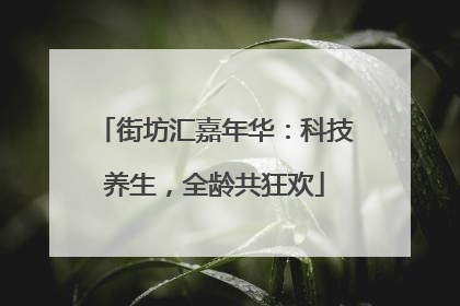 街坊汇嘉年华：科技养生，全龄共狂欢