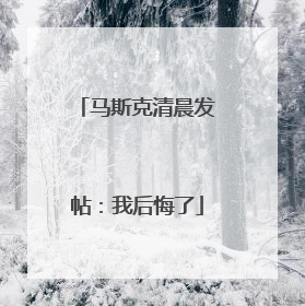 马斯克清晨发帖：我后悔了