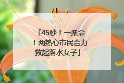 45秒！一条命！两热心市民合力救起落水女子