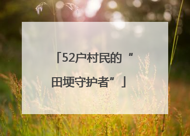 52户村民的“田埂守护者”